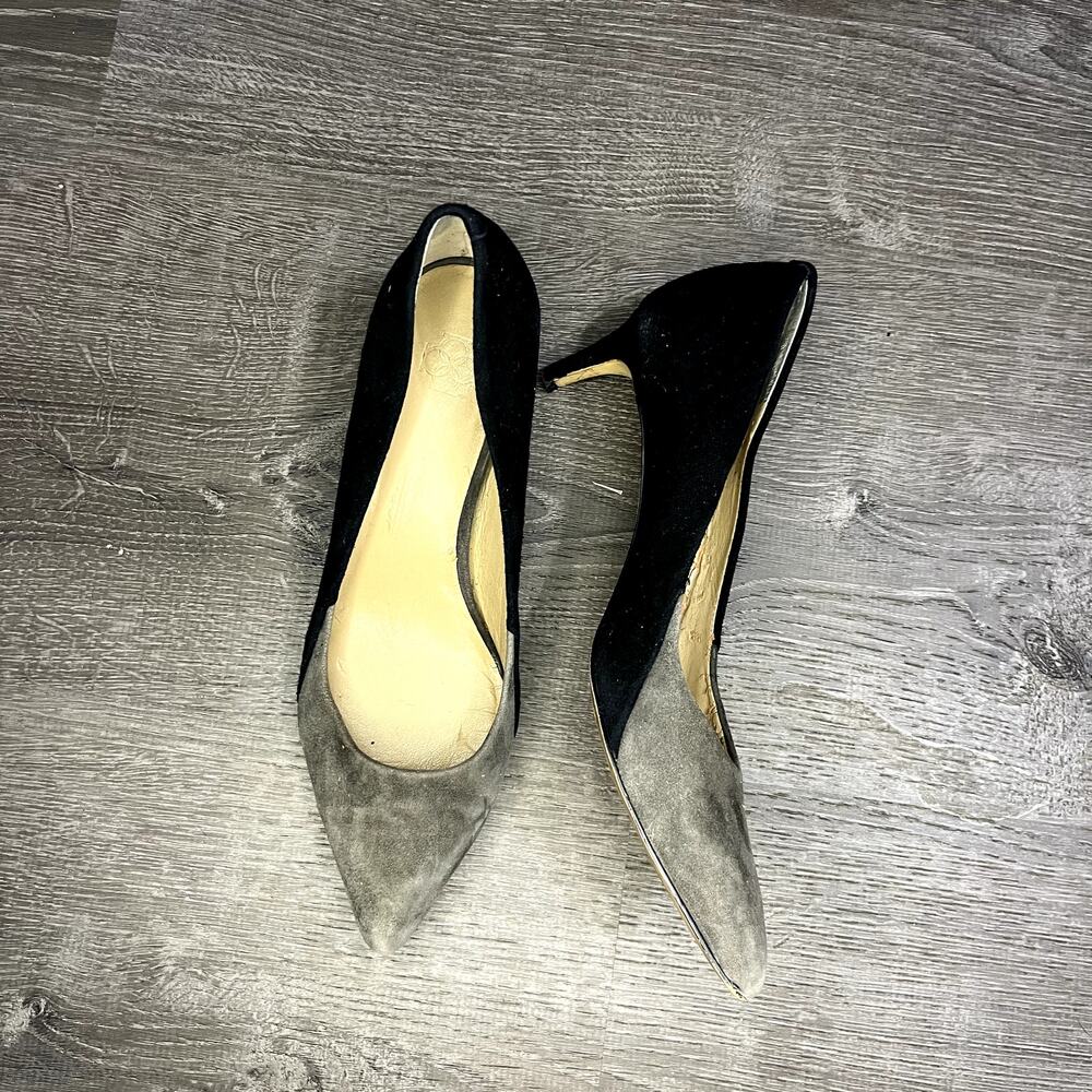 Ann Taylor Color Block Suede Pointed Toe Pumps Black and Gray Size 6